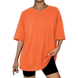 Womens Oversized Summer T Shirts Business Casual Dressy Shorts Orange